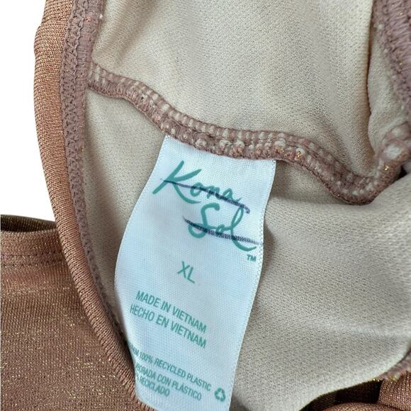 Kona Sol High-Waist Bikini Set XL Shimmery Rose Gold Two-Piece Swimwear - Picture 5 of 8